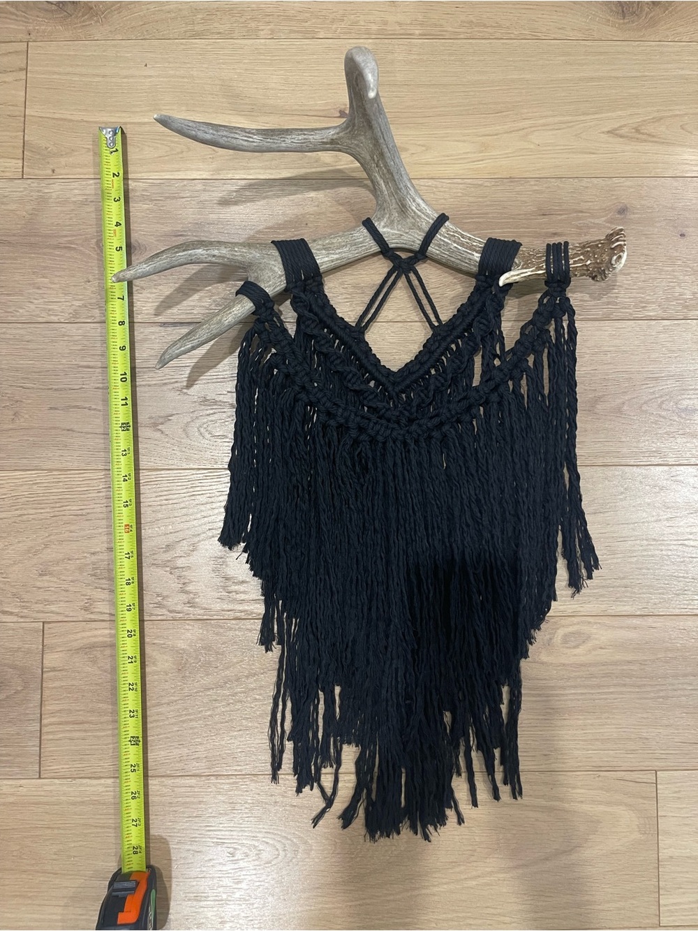 Boho Black Antler Macramé Wall Hanging - Picture 4 of 4